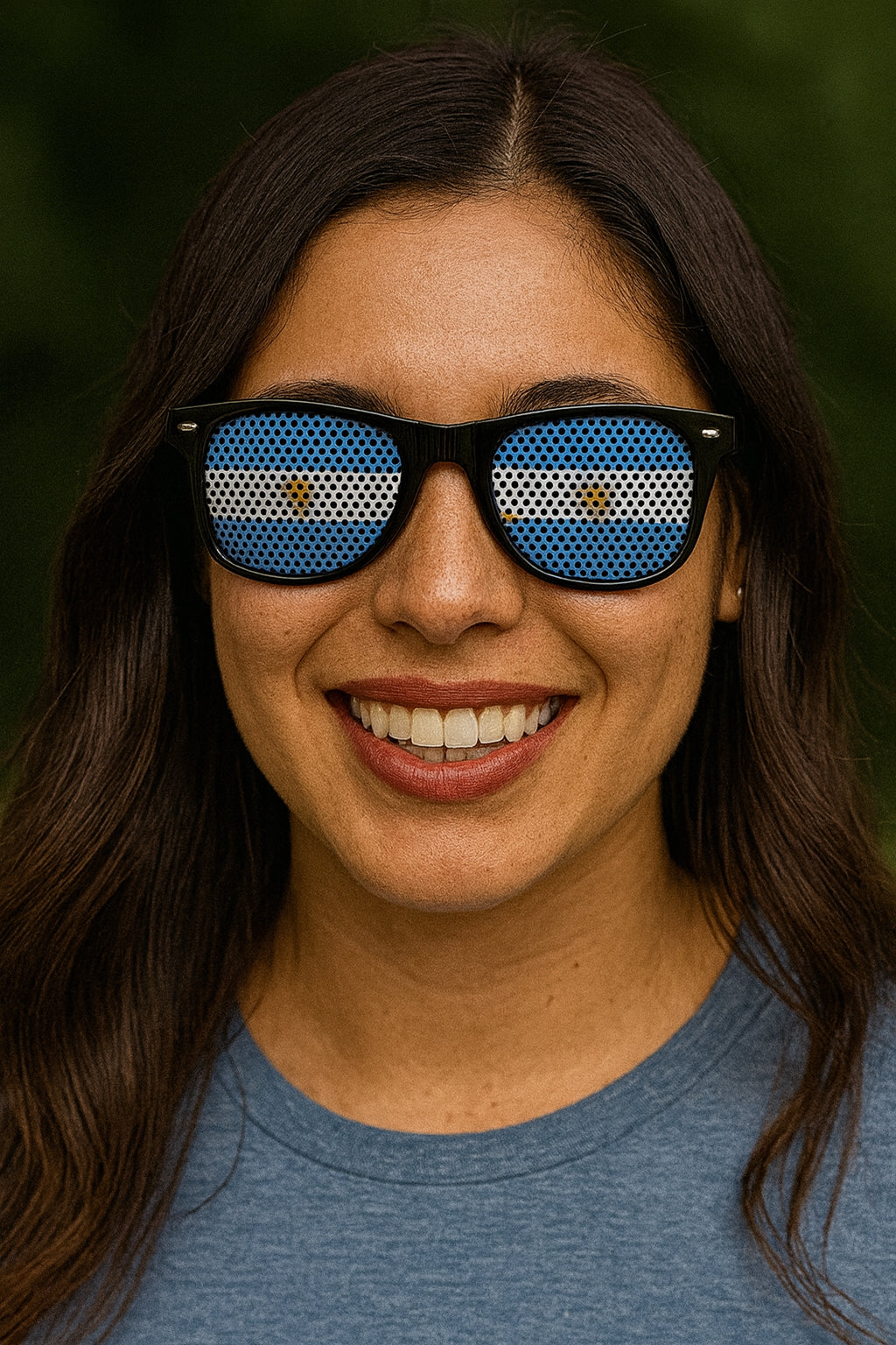 Pair of Argentina Sunglasses Patriotic Flag Design, Black Frame