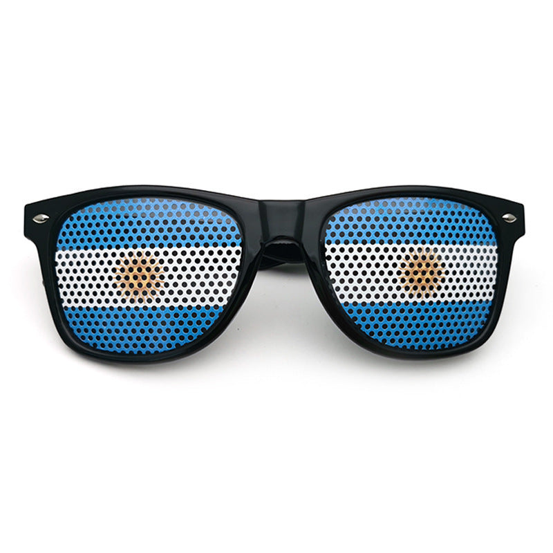 Pair of Argentina Sunglasses Patriotic Flag Design, Black Frame