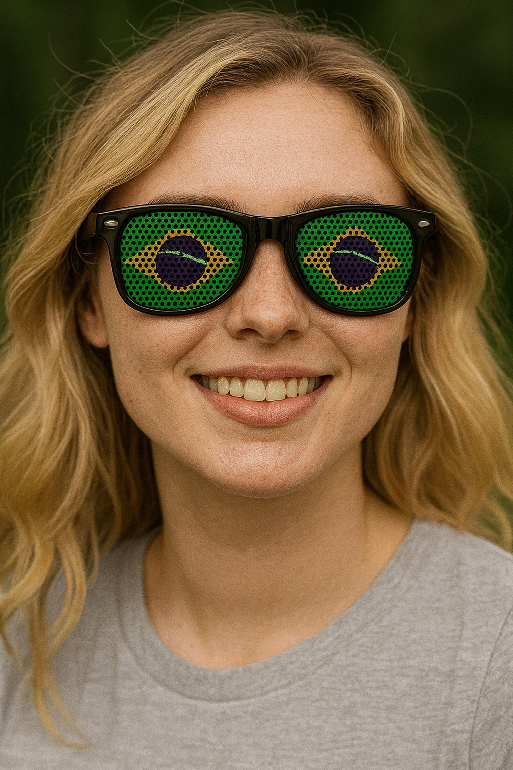 Pair of Brazil Sunglasses Patriotic American Flag Design, Black Frame
