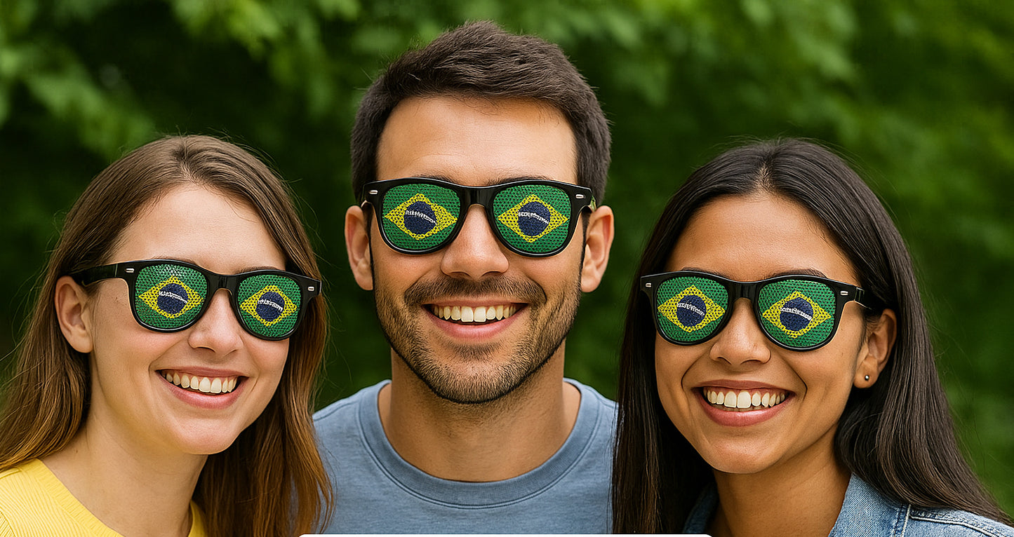Pair of Brazil Sunglasses Patriotic American Flag Design, Black Frame