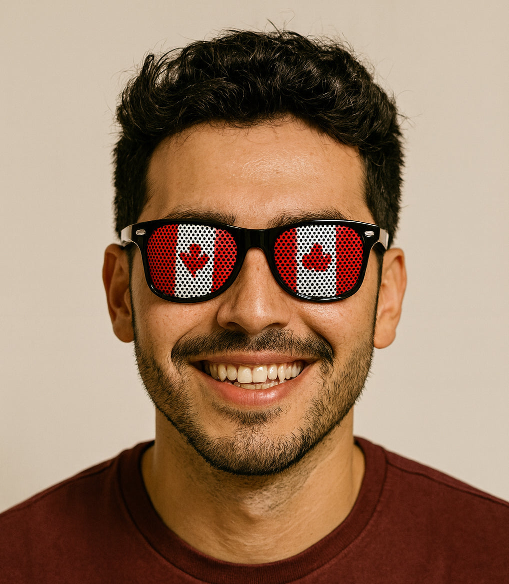 Pair of Canada Sunglasses Patriotic Flag Design, Black Frame