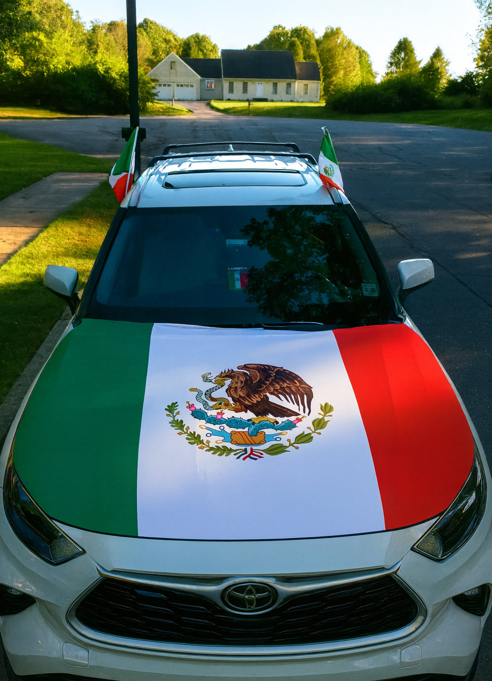 Mexican Flag Car Hood Cover, Patriotic Auto Protector