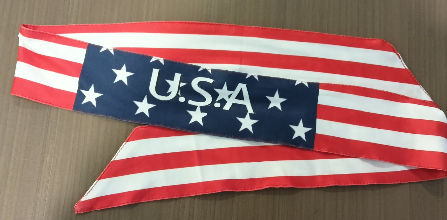 USA Flag Headband | Patriotic Tie-Back Head Strap