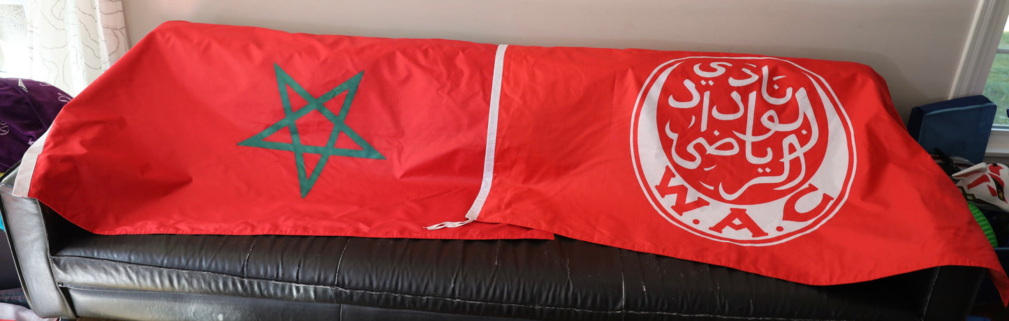 Morocco National Flag and Al Wydad SC Double Sided Flags 3*5 ft