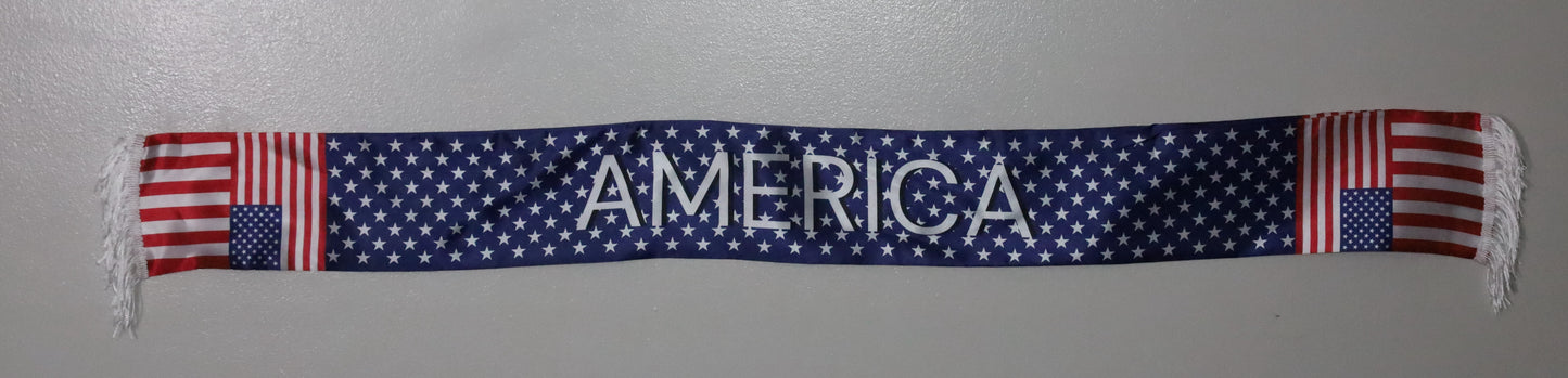 American Flag Scarf, Patriotic Stars Stripes, Game Day Accessory, Polyster