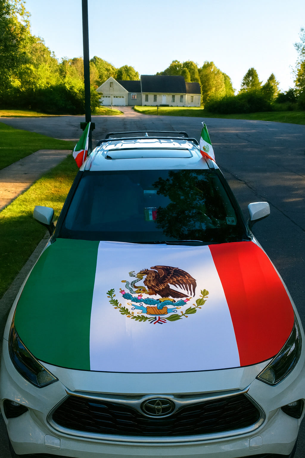 Mexican Flag Car Hood Cover, Patriotic Auto Protector