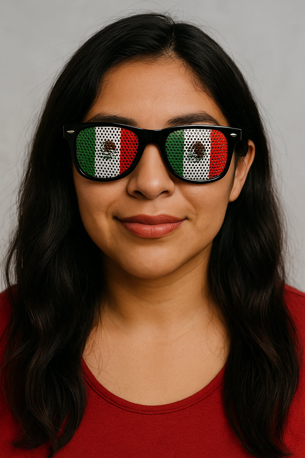 Pair of Mexico Sunglasses Patriotic Flag Design, Black Frame