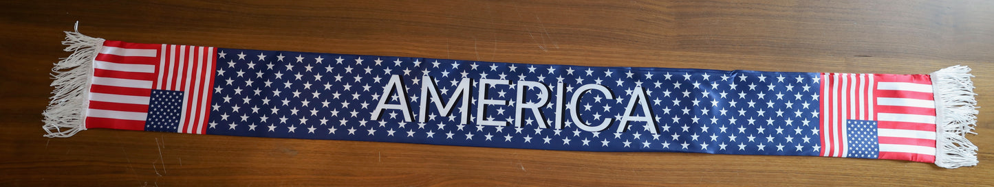 American Flag Scarf, Patriotic Stars Stripes, Game Day Accessory, Polyster