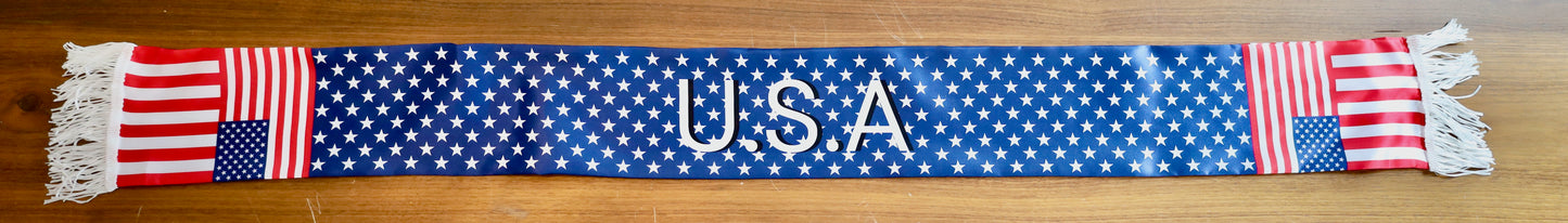 American Flag Scarf, Patriotic Stars Stripes, Game Day Accessory, Polyster