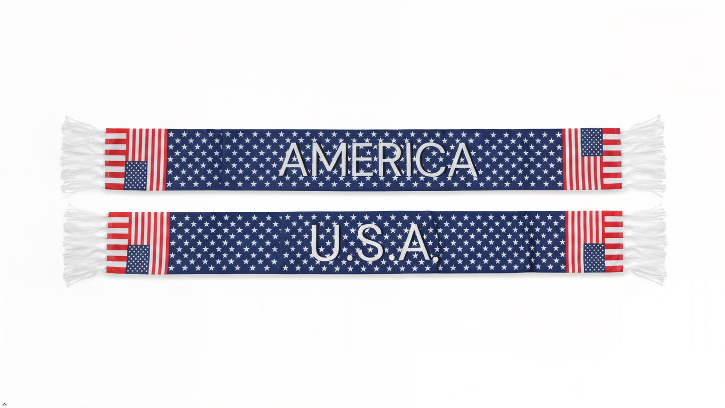 American Flag Scarf, Patriotic Stars Stripes, Game Day Accessory, Polyster