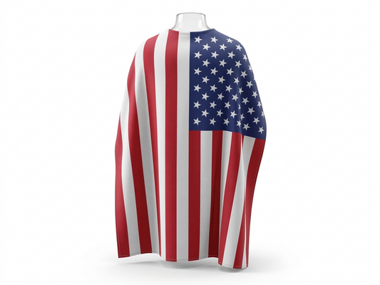 USA American Flag Cape, Polyester Sports Fan Cloak, Patriotic 4th of July Outfit