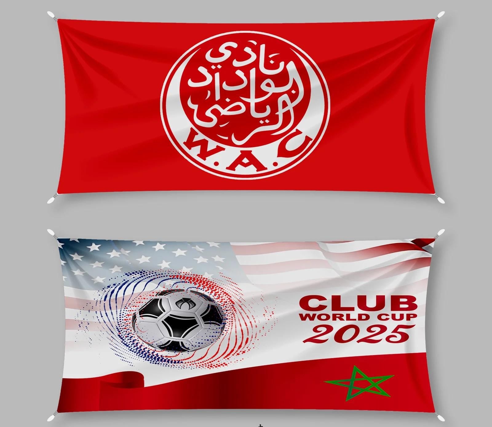 Al Wydad SC Double-Sided Flag â€“ Morocco & USA Design
