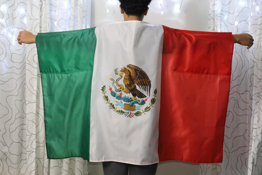 Mexico Flag Cape, Wearable Polyester Fan Gear, Stadium Accessory, Fiesta Outfit