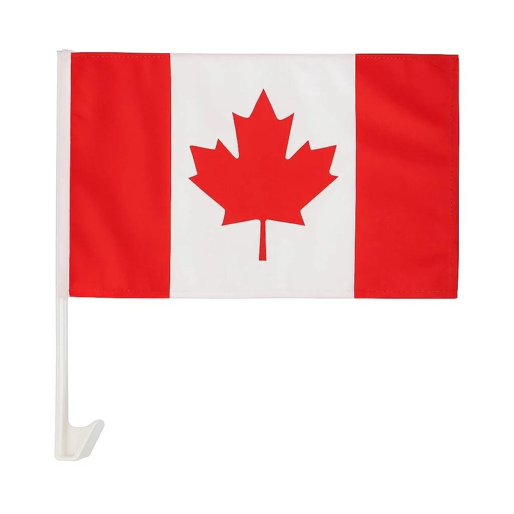 Canadian Car Flag, 30x45cm, Clip-On Window Mount, Maple Leaf Emblem