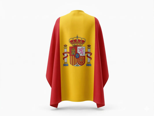 Spain Flag Cape, Wearable Polyester Cloak, Stadium Fan Outfit, Spanish Pride