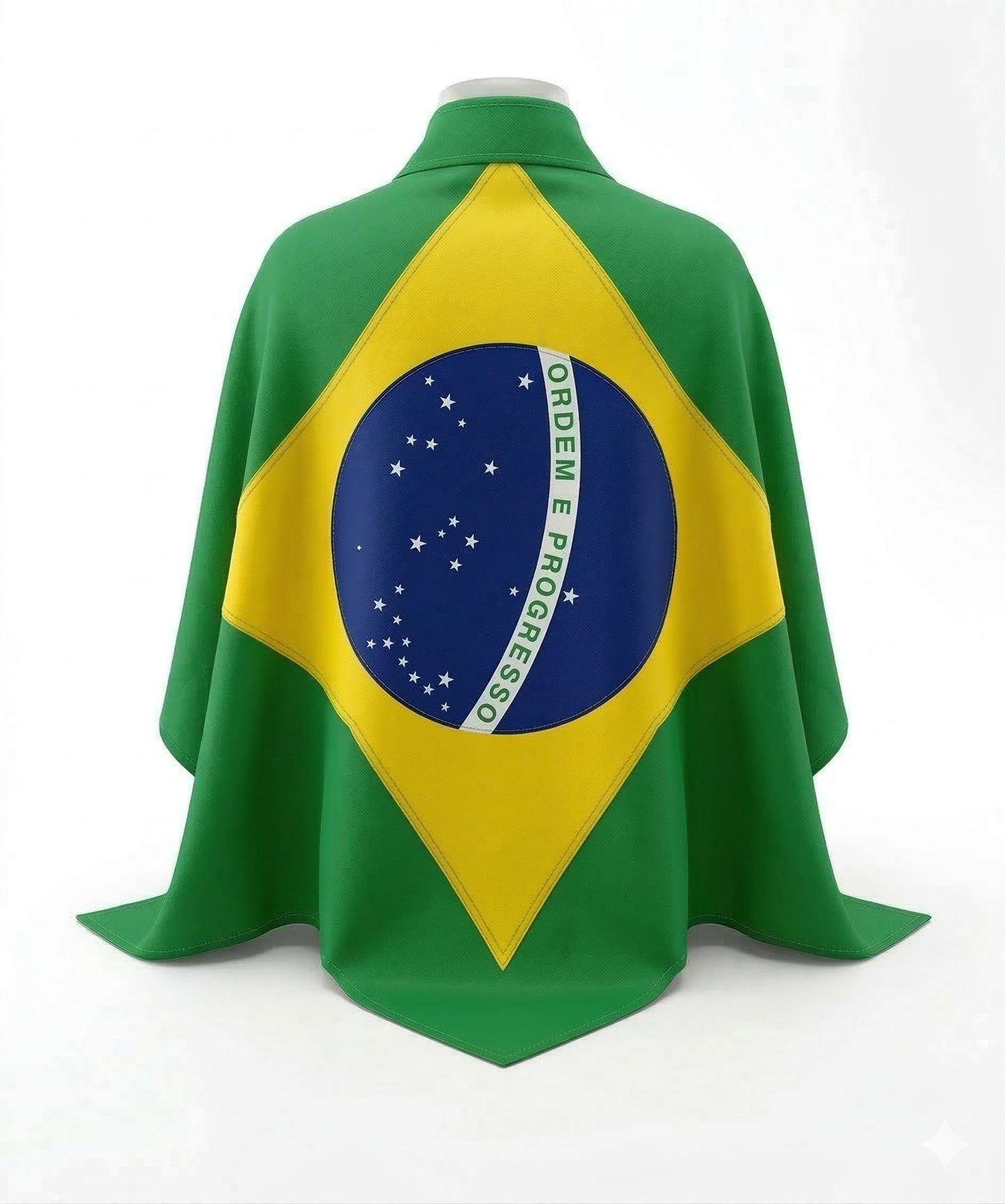 Brazil Flag Cape, Wearable National Pride Cloak, Soccer Fan Stadium Outfit