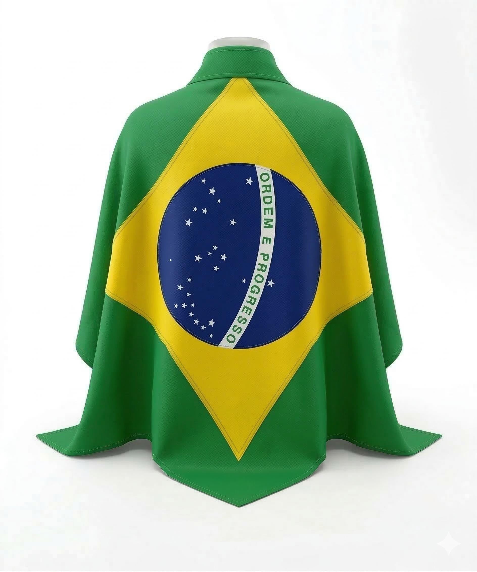 Brazil Flag Cape, Wearable National Pride Cloak, Soccer Fan Stadium Outfit