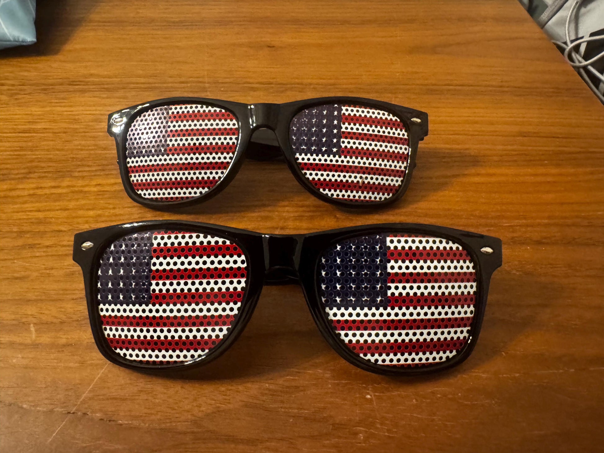 Pair of USA Sunglasses Patriotic American Flag Design, Black Frame
