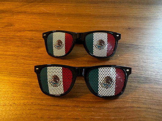 Pair of Mexico Sunglasses Patriotic Flag Design, Black Frame