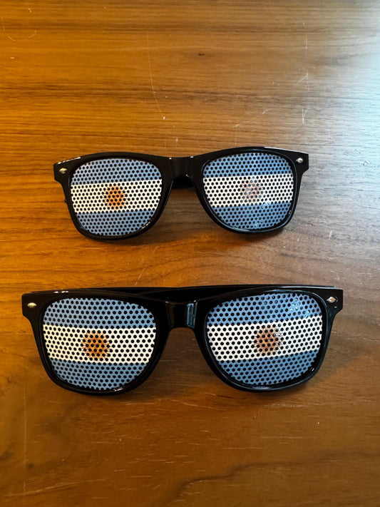 Pair of Argentina Sunglasses Patriotic Flag Design, Black Frame