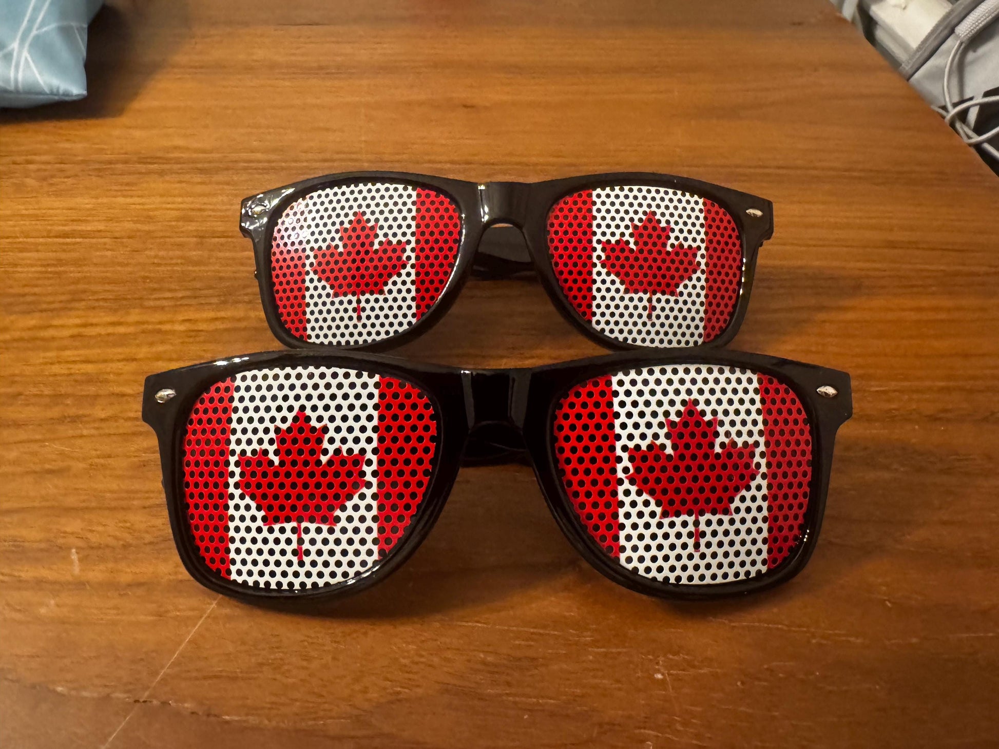 Pair of Canada Sunglasses Patriotic Flag Design, Black Frame
