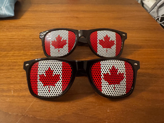 Pair of Canada Sunglasses Patriotic Flag Design, Black Frame
