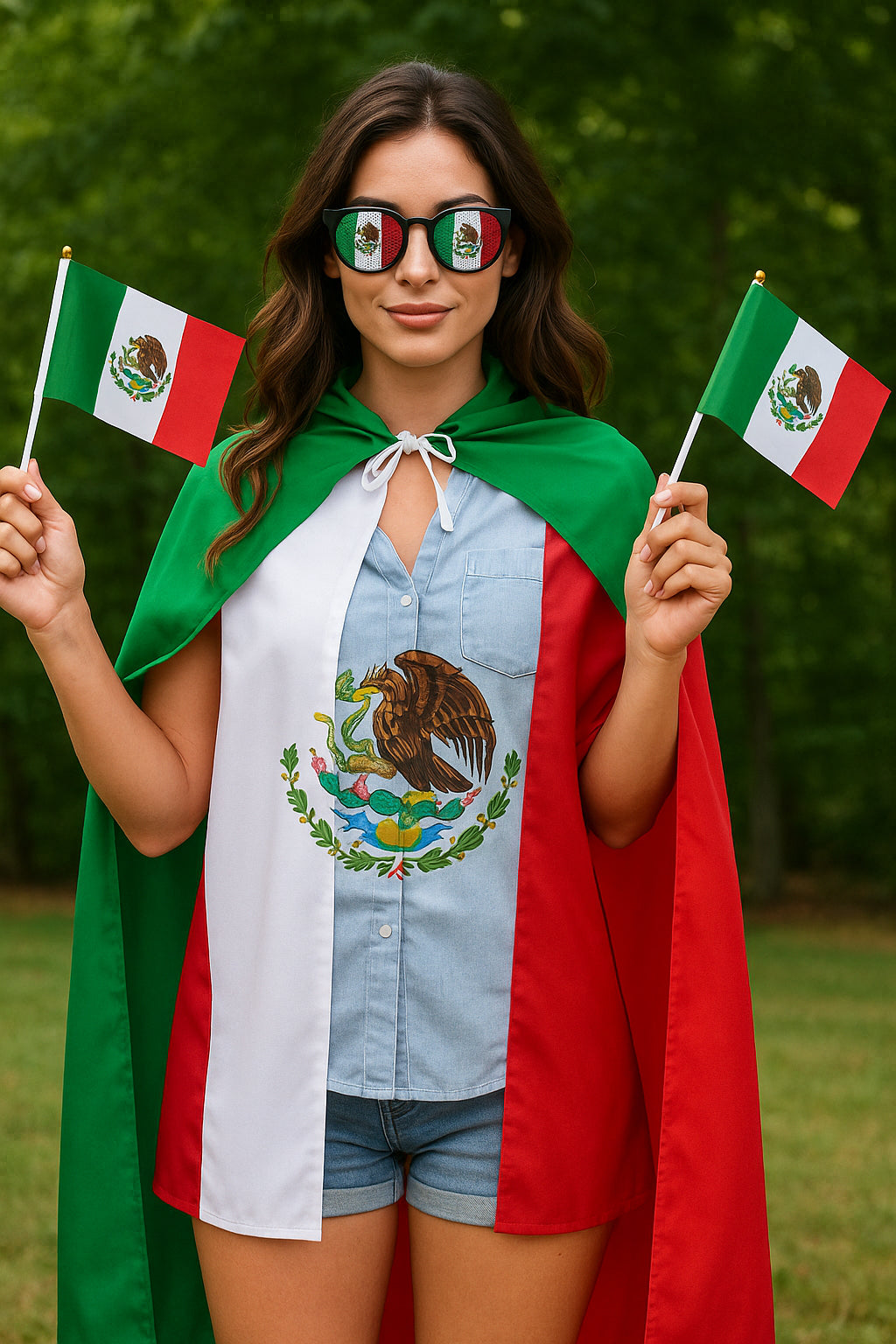 Mexico Flag Cape, Wearable Patriotic Fiesta Stadium Gear - Multiuse