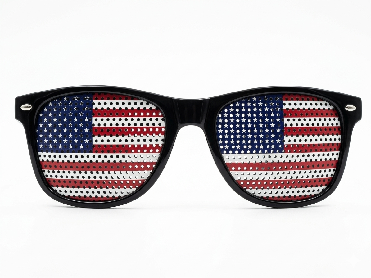 Pair of USA Sunglasses Patriotic American Flag Design, Black Frame